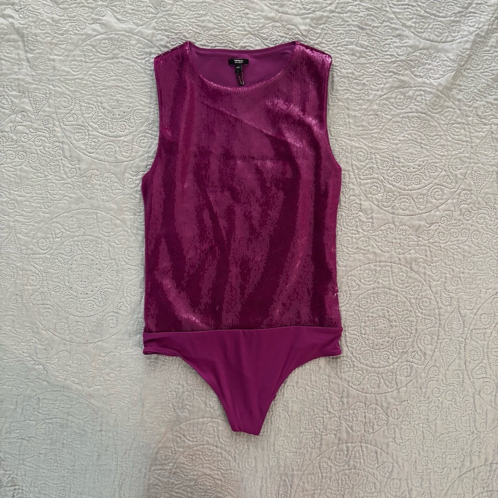 Express Fuchsia Sequin Top